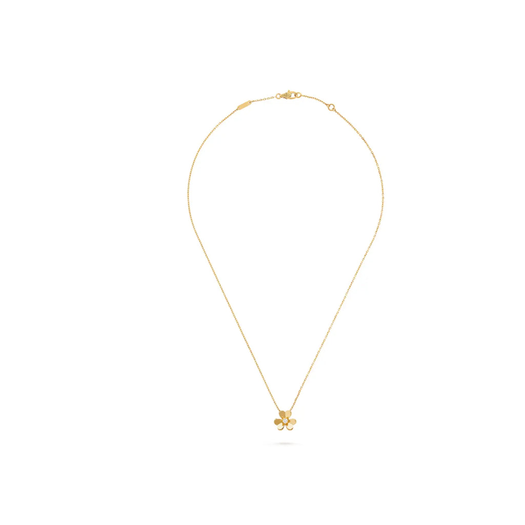 Van Cleef & Arpels Frivole collection mini diamond-set clover necklace