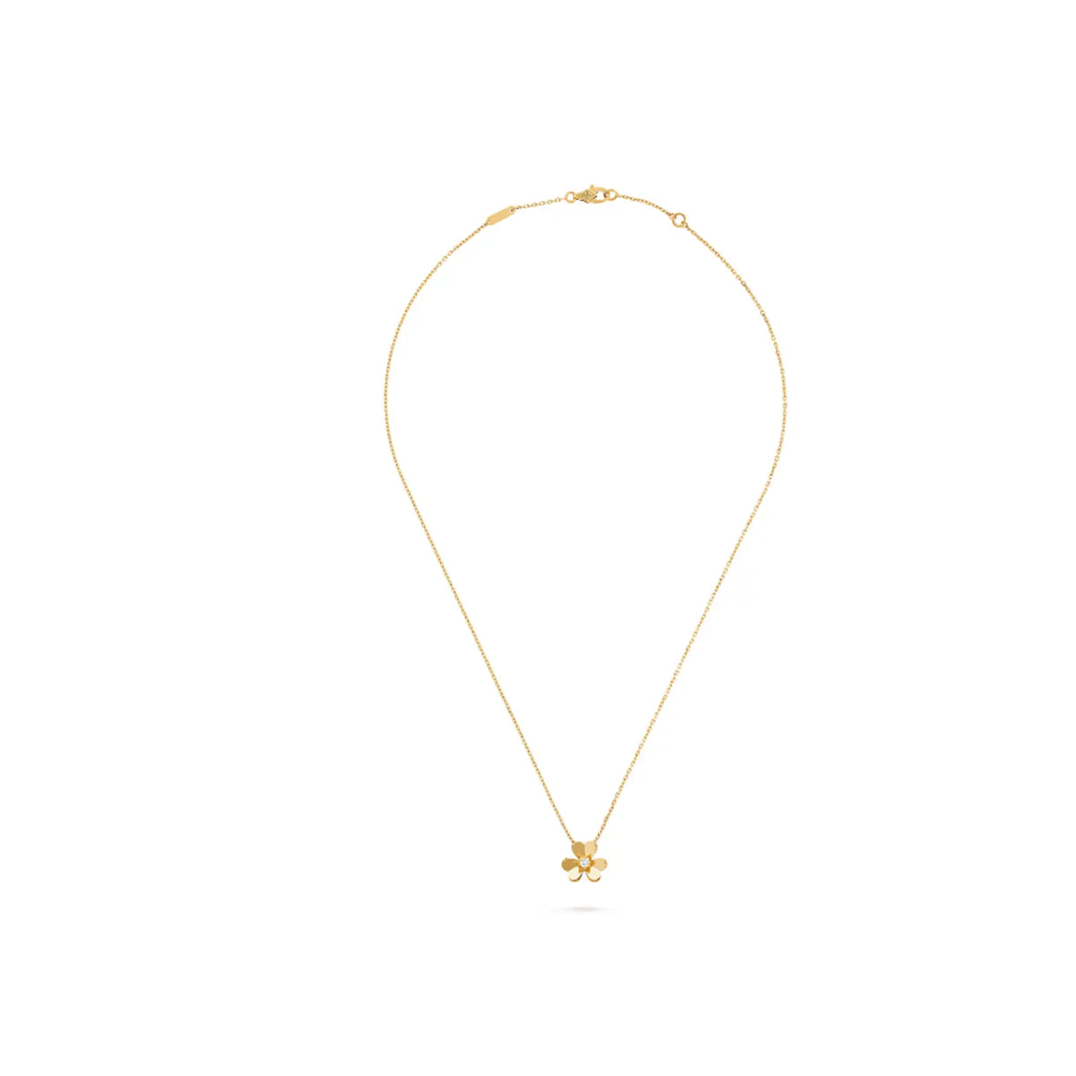 Van Cleef & Arpels Frivole collection mini diamond-set clover necklace