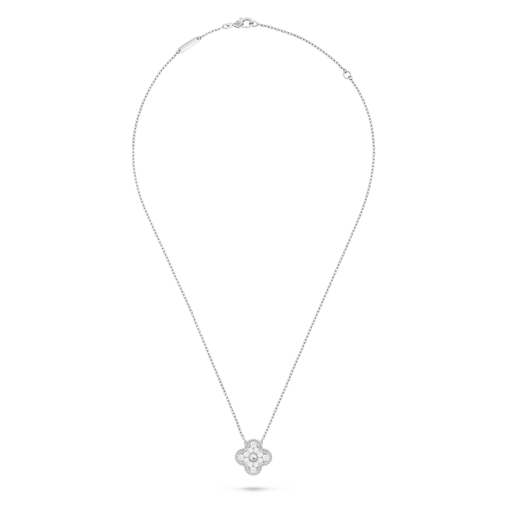 Van Cleef & Arpels Vintage Alhambra collection full diamond four-leaf clover necklace