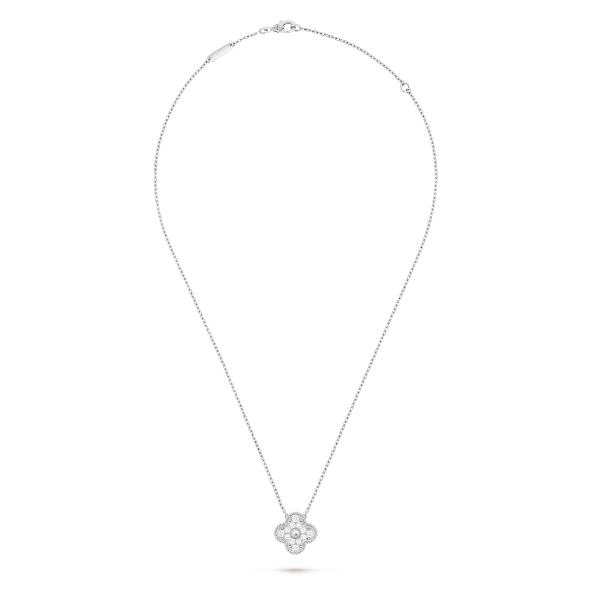 Van Cleef & Arpels Vintage Alhambra collection full diamond four-leaf clover necklace