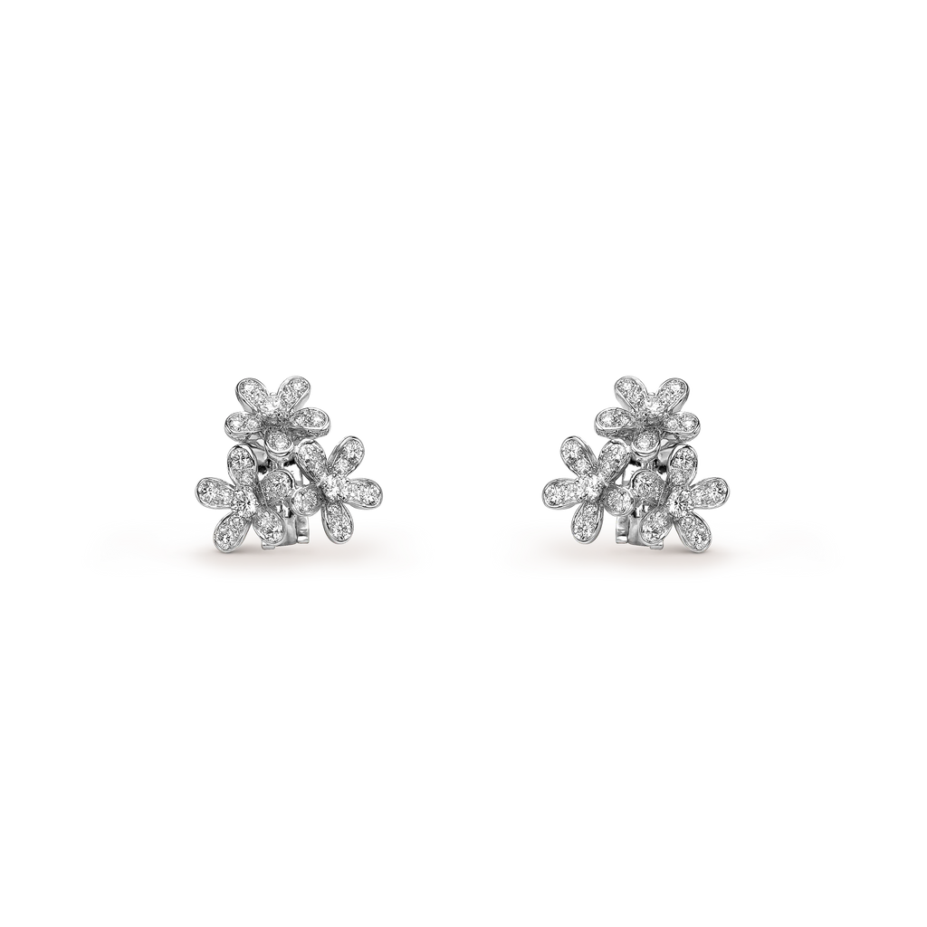 Van Cleef & Arpels Socrates Collection Three Flower Diamond Earrings