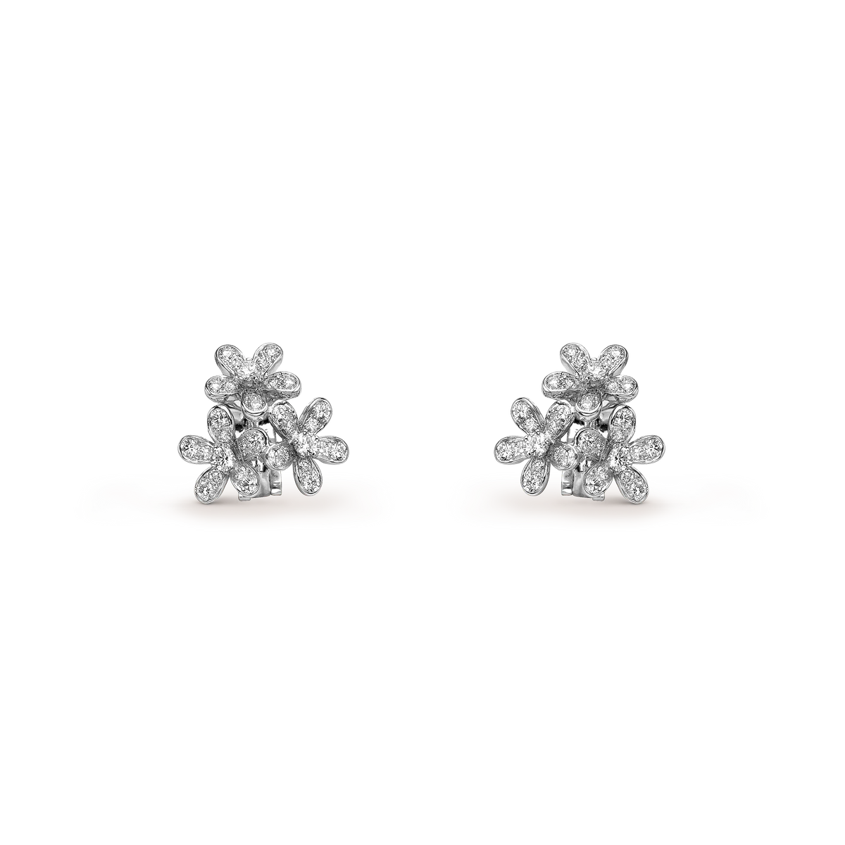 Van Cleef & Arpels Socrates Collection Three Flower Diamond Earrings