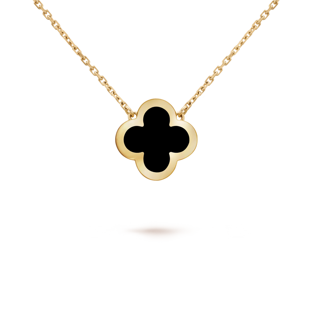 Van Cleef & Arpels Pure Alhambra Collection Black Onyx Four-Leaf Clover Necklace