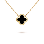 Van Cleef & Arpels Pure Alhambra Collection Black Onyx Four-Leaf Clover Necklace