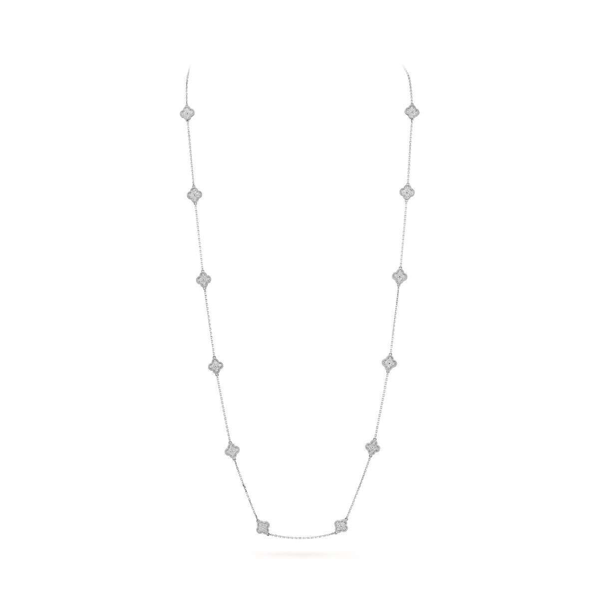 Van Cleef & Arpels Sweet Alhambra Collection Full Diamond Long Necklace