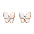 Van Cleef & Arpels Two Butterfly Collection Rose Gold Mother-of-Pearl and Diamond Butterfly Earrings