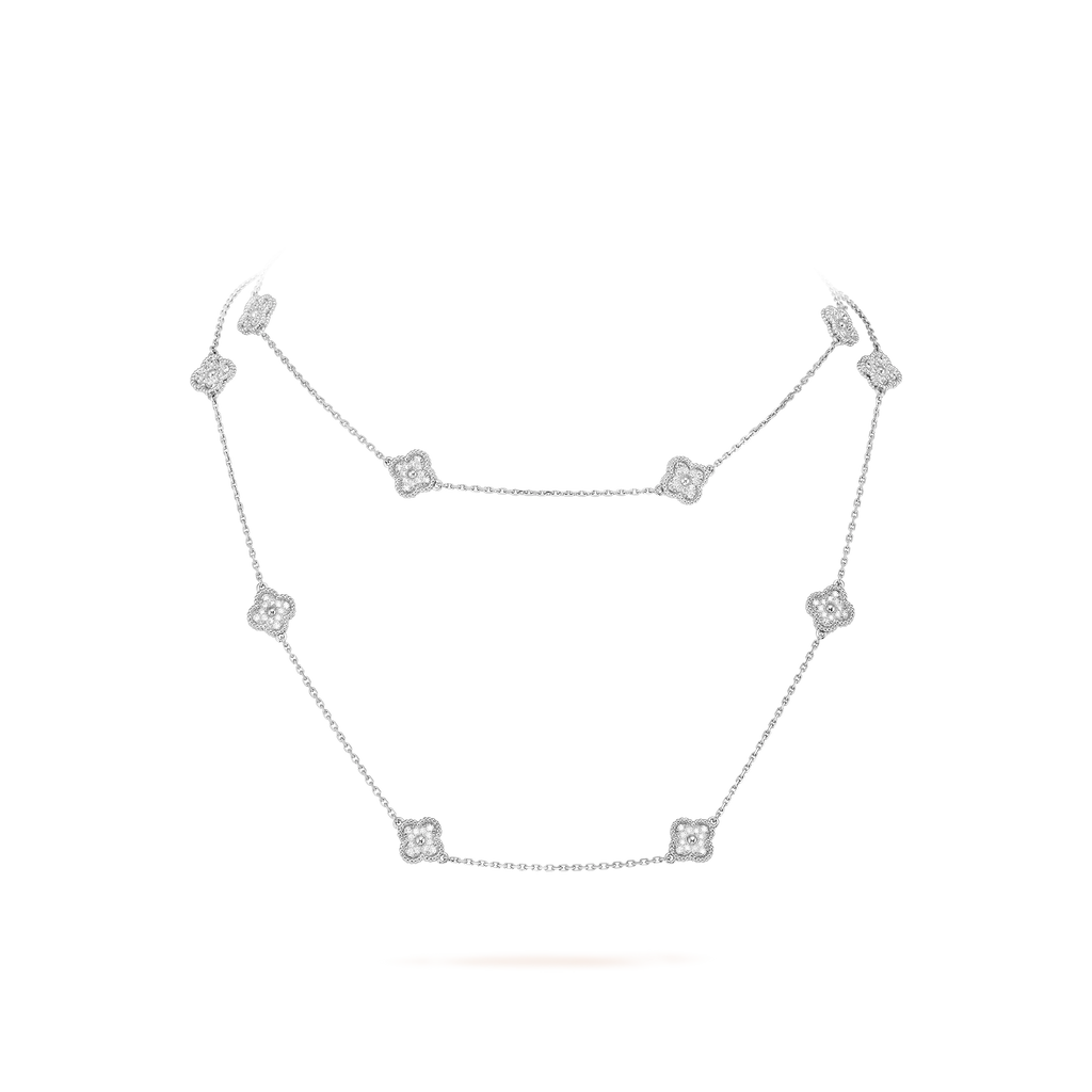 Van Cleef & Arpels Sweet Alhambra Collection Full Diamond Long Necklace