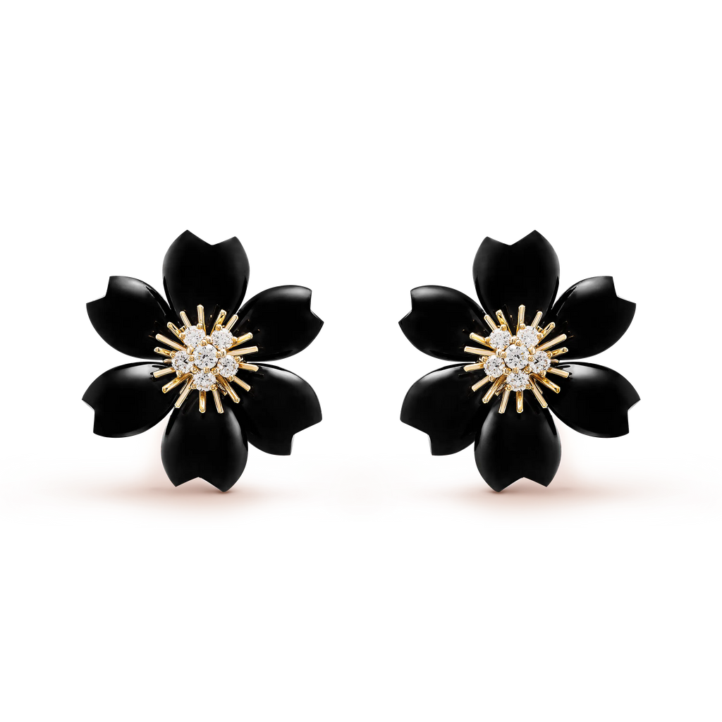Van Cleef & Arpels Rose de Noël gold earrings