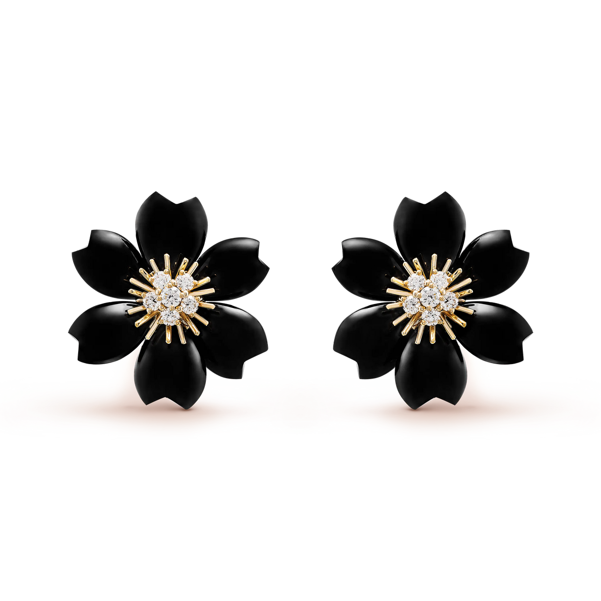 Van Cleef & Arpels Rose de Noël gold earrings