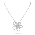 Van Cleef & Arpels Flowerlace Collection White Gold Necklace Fully Set with Diamonds and Lace