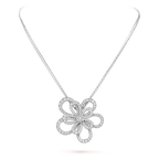 Van Cleef & Arpels Flowerlace Collection White Gold Necklace Fully Set with Diamonds and Lace