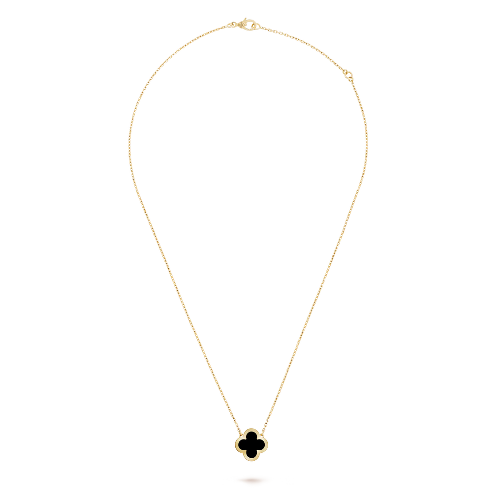 Van Cleef & Arpels Pure Alhambra Collection Black Onyx Four-Leaf Clover Necklace