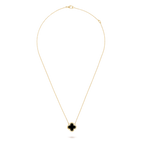 Van Cleef & Arpels Pure Alhambra Collection Black Onyx Four-Leaf Clover Necklace