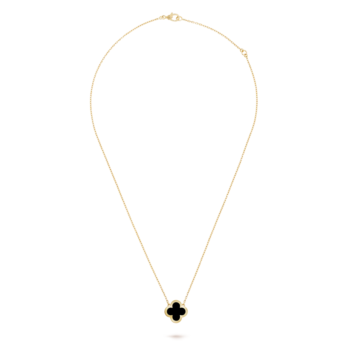 Van Cleef & Arpels Pure Alhambra Collection Black Onyx Four-Leaf Clover Necklace