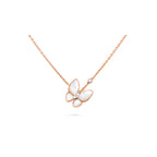 Van Cleef & Arpels Two Butterfly necklace featuring white mother-of-pearl and diamonds.