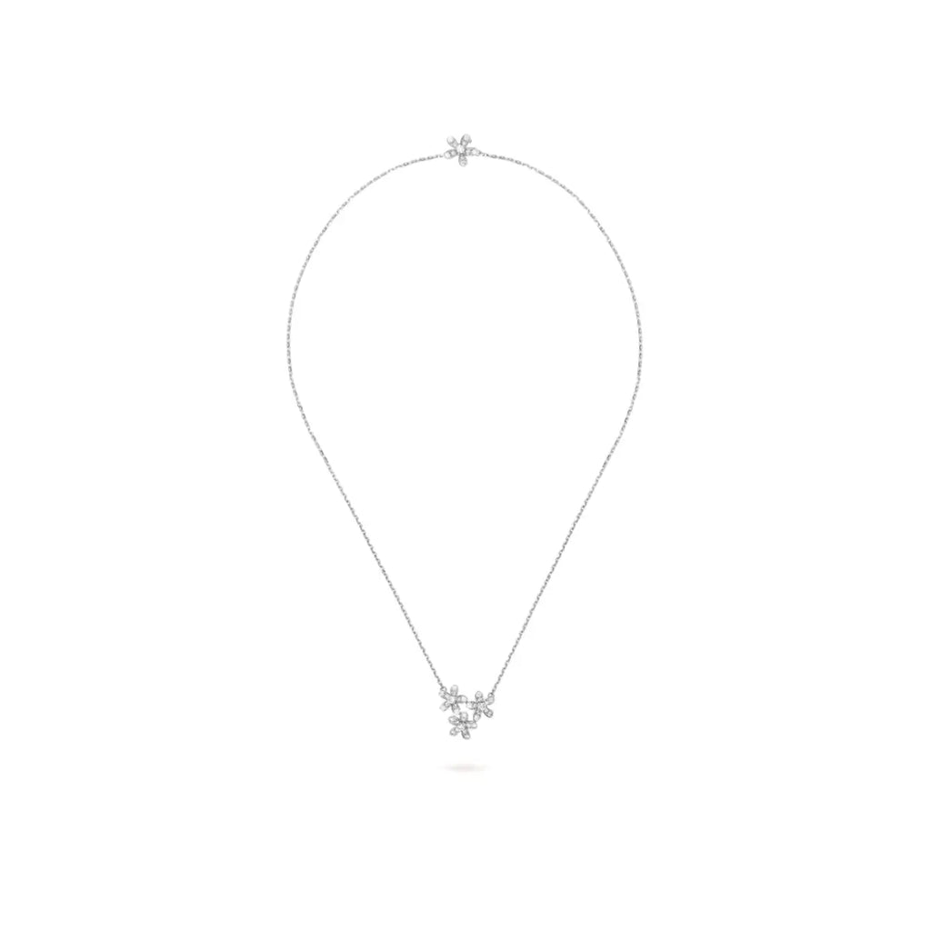 Van Cleef & Arpels Socrate collection three-flower necklace, fully set with diamonds