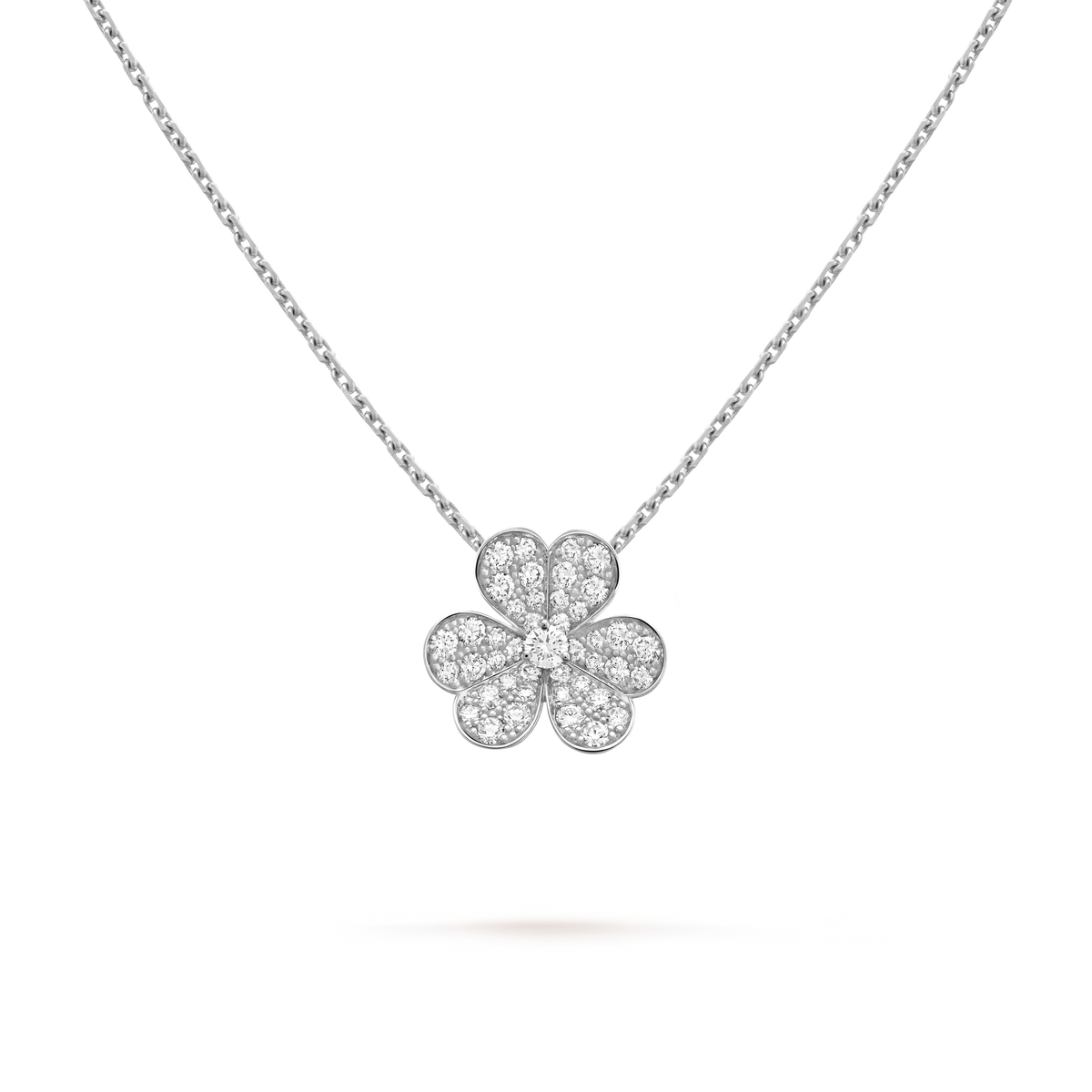 Van Cleef & Arpels Frivole Collection Clover Full Diamond Necklace