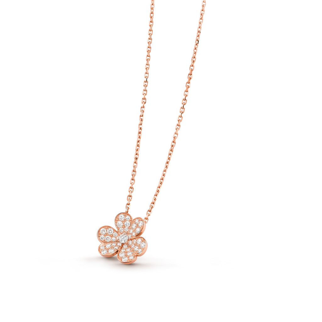 Van Cleef & Arpels Frivole Collection Clover Full Diamond Necklace