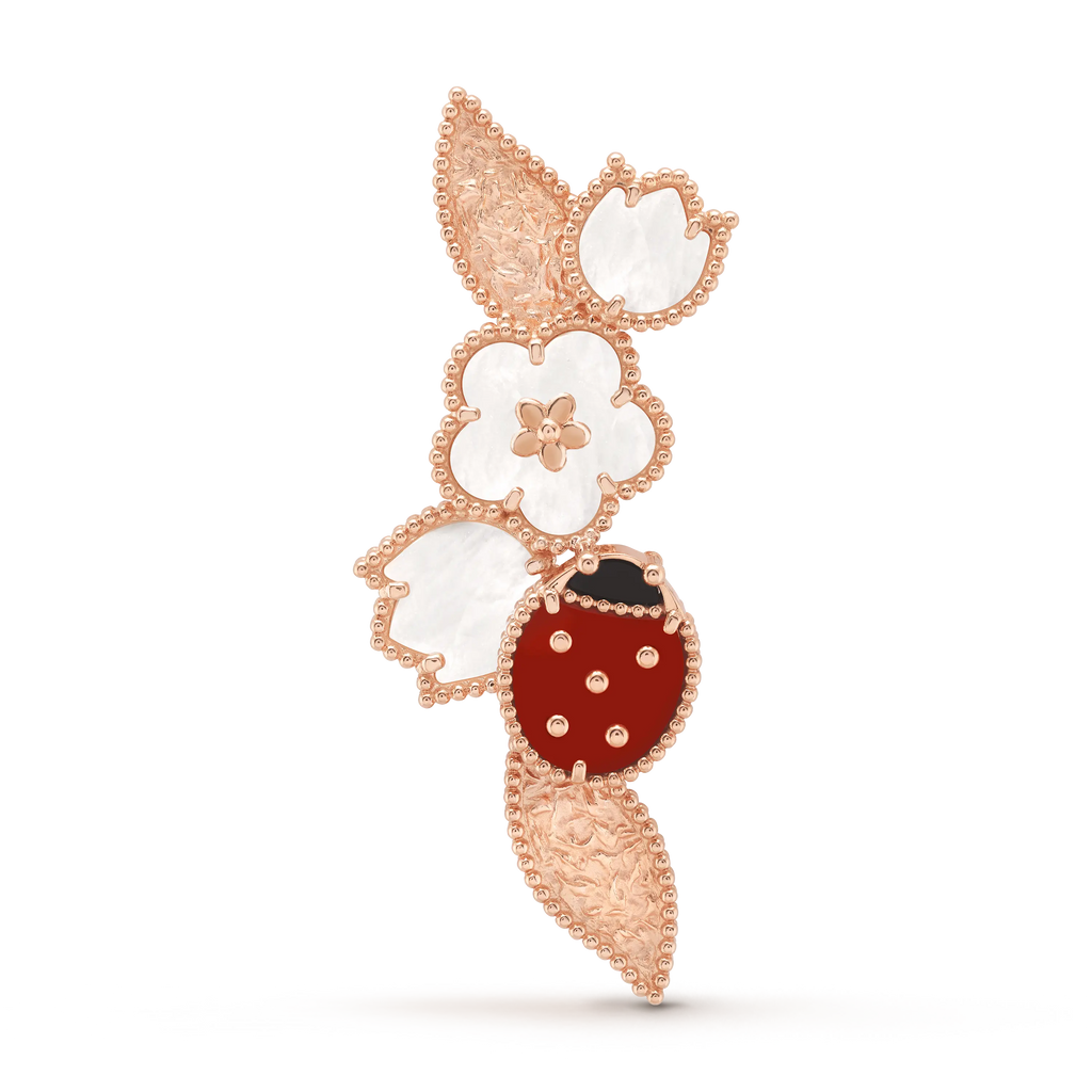 Van Cleef & Arpels Lucky Spring collection ladybug floral rose gold brooch