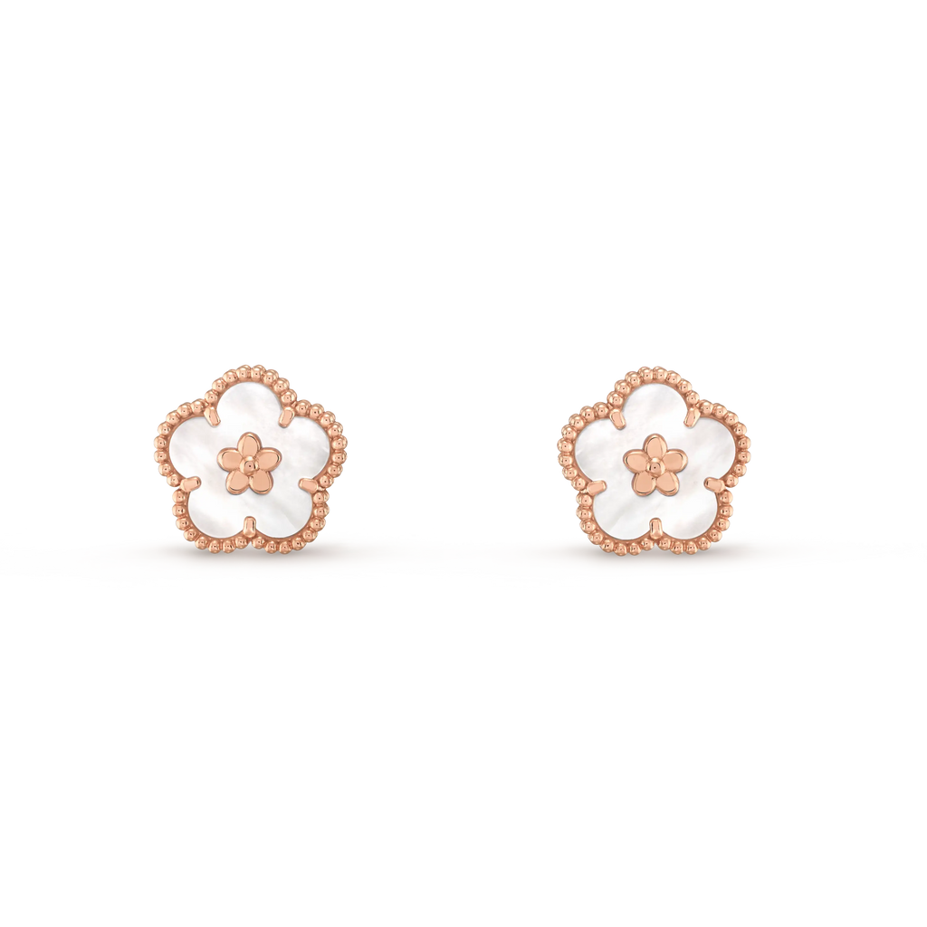 Van Cleef & Arpels Lucky Spring collection plum blossom earrings