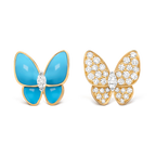 Van Cleef & Arpels Two Butterfly Collection Asymmetrical Butterfly Earrings