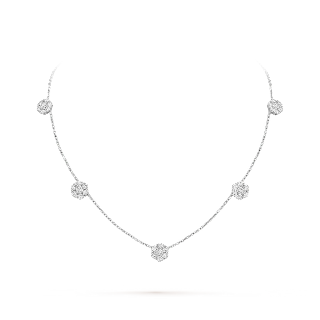Van Cleef & Arpels Fleurette Collection Five-Diamond Floral Necklace