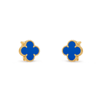 Van Cleef & Arpels Alhambra Collection Vintage Alhambra Blue Agate Four-Leaf Clover Earrings