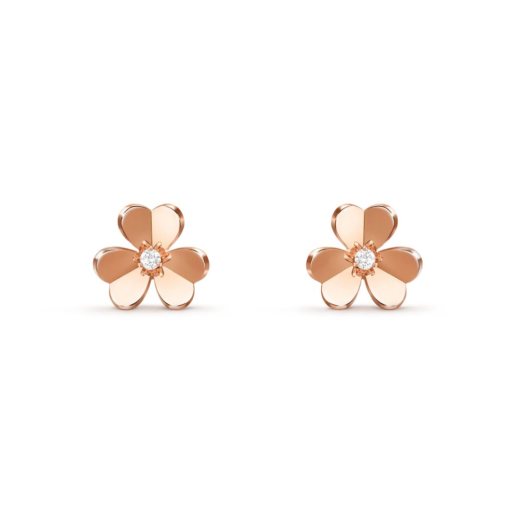 Van Cleef & Arpels Frivole Collection Three-Petal Flower Earrings