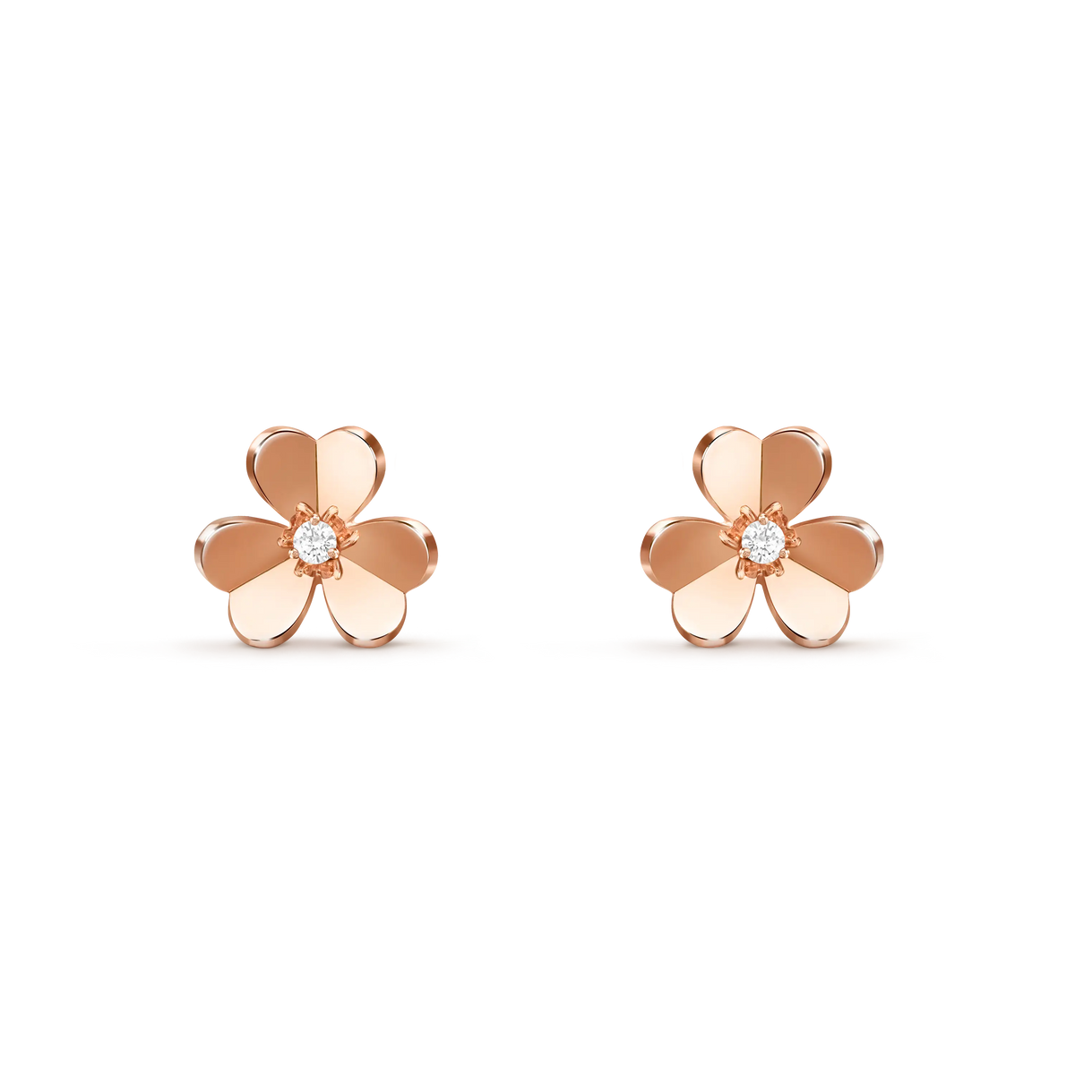 Van Cleef & Arpels Frivole Collection Three-Petal Flower Earrings