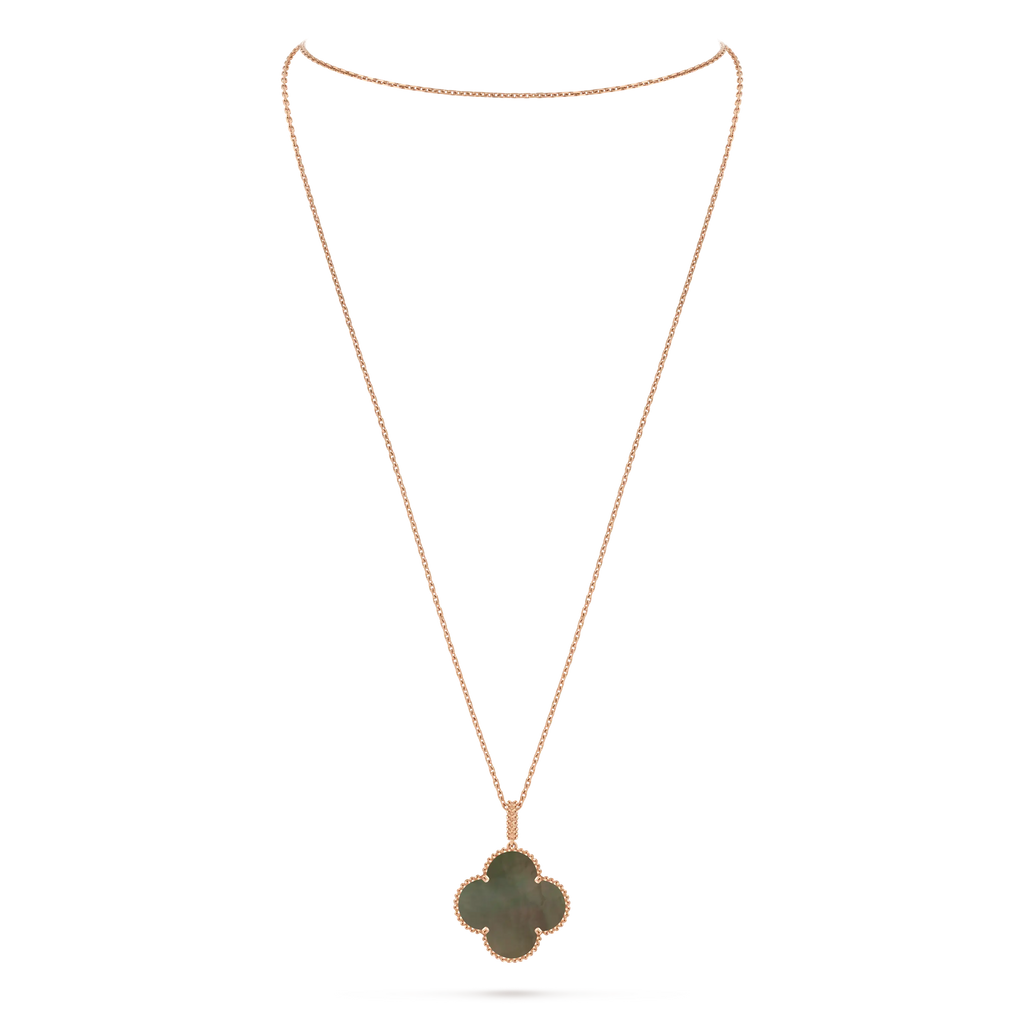 Van Cleef & Arpels Alhambra Four-Leaf Clover Collection Grey Mother-of-Pearl Necklace