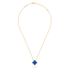 Van Cleef & Arpels Vintage Alhambra Collection Blue Agate Four-Leaf Clover Necklace