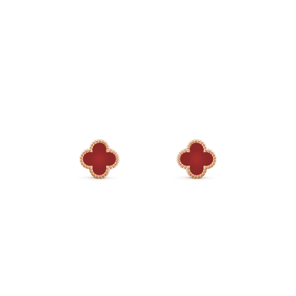 Van Cleef & Arpels Sweet Alhambra Collection Carnelian Four-Leaf Clover Earrings