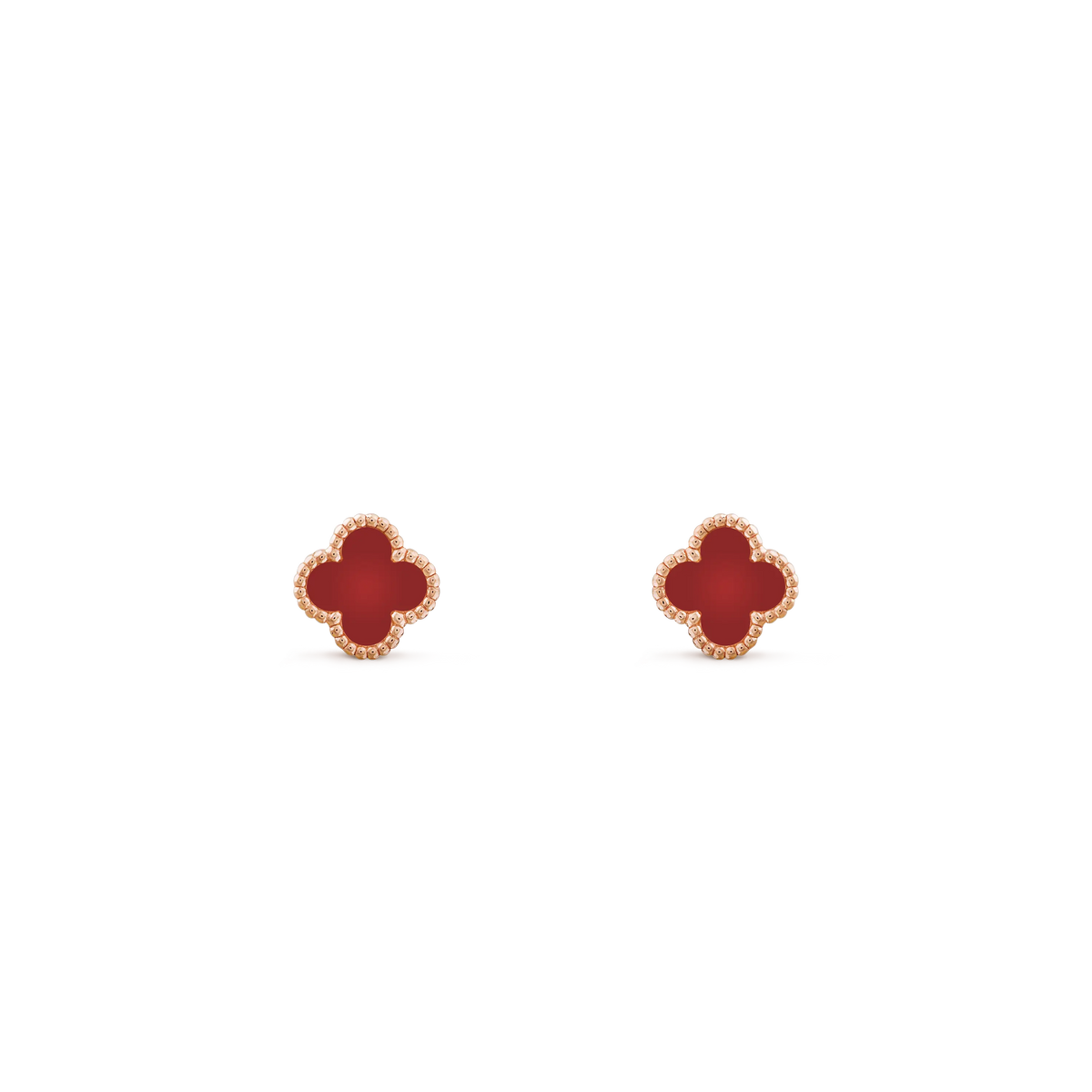 Van Cleef & Arpels Sweet Alhambra Collection Carnelian Four-Leaf Clover Earrings