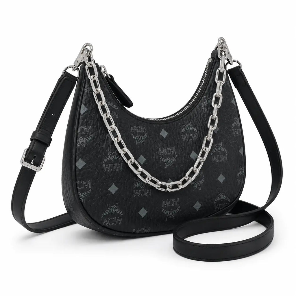 MCM Aren Series Crescent Shoulder Bag