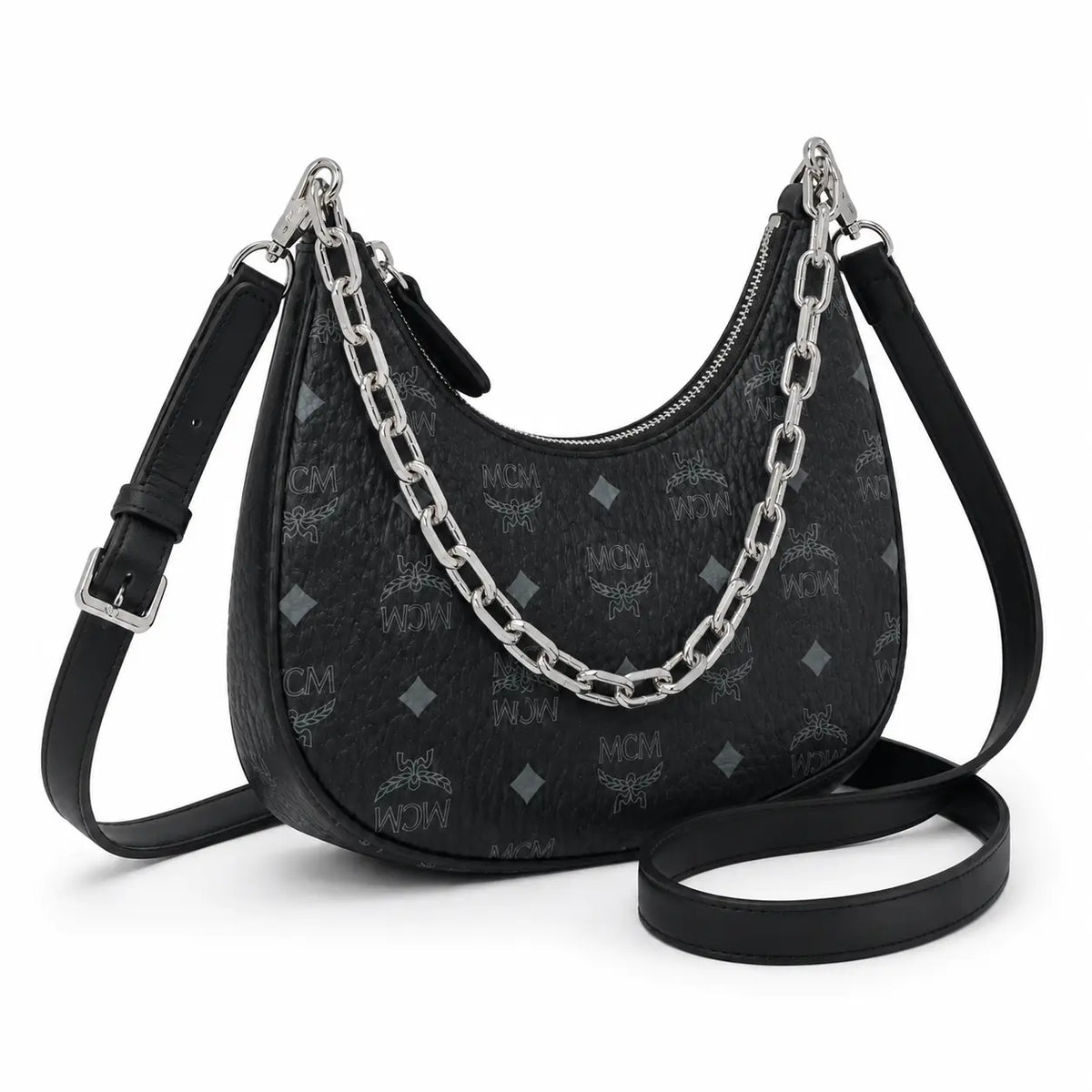 MCM Aren Series Crescent Shoulder Bag
