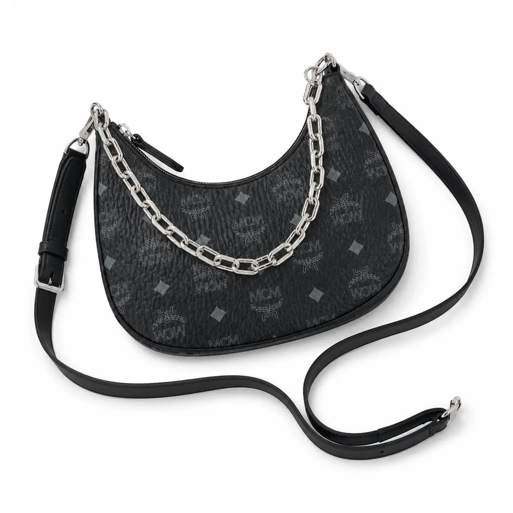 MCM Aren Series Crescent Shoulder Bag