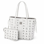 MCM Liz Visetos Series Small Reversible Tote Bag (with Pouch) — White