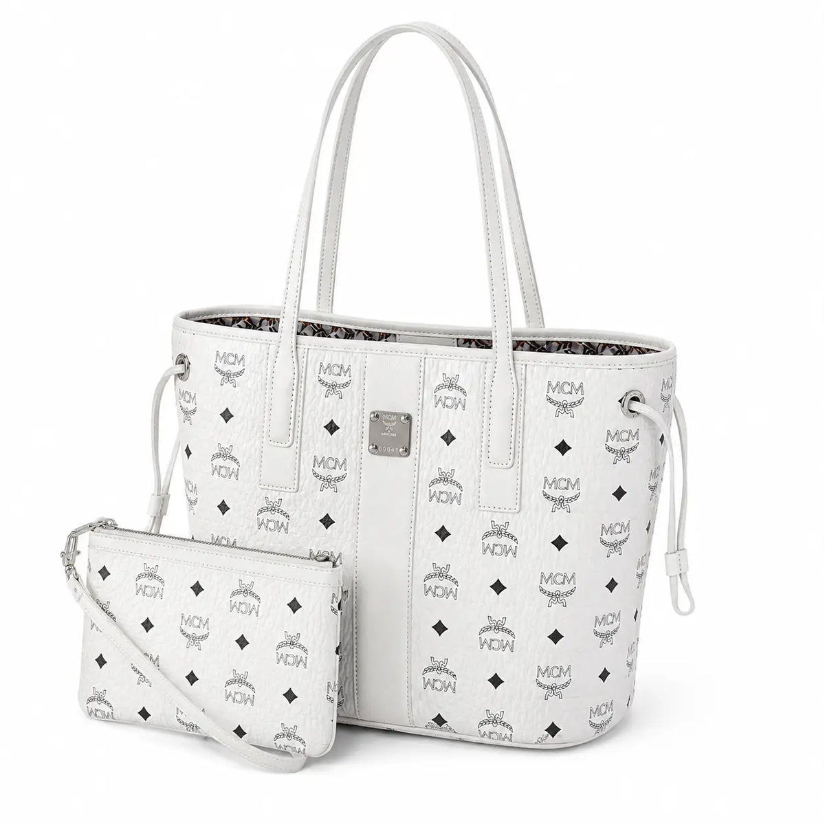 MCM Liz Visetos Series Small Reversible Tote Bag (with Pouch) — White