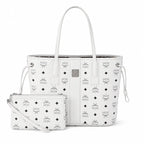 MCM Liz Visetos Series Small Reversible Tote Bag (with Pouch) — White