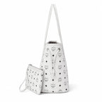 MCM Liz Visetos Series Small Reversible Tote Bag (with Pouch) — White