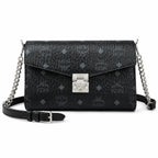 MCM Millie Visetos Series Black Medium Envelope Chain Bag