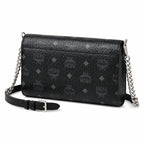 MCM Millie Visetos Series Black Medium Envelope Chain Bag