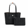 MCM Liz Visetos Series Black Medium Reversible Tote Bag