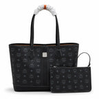 MCM Liz Visetos Series Black Medium Reversible Tote Bag