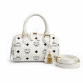 MCM Ella Visetos Series White Mini Boston Bag