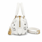 MCM Ella Visetos Series White Mini Boston Bag