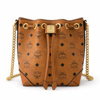 MCM Soft Berlin Visetos Series Small Drawstring Bucket Bag