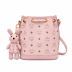 MCM Visetos Series Pink Rabbit Drawstring Bucket Bag
