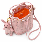 MCM Visetos Series Pink Rabbit Drawstring Bucket Bag