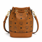 MCM Dessau Visetos Series Mini Drawstring Bucket Bag